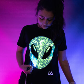 Cool Alien Head Interactive Glow In The Dark T Shirt, 6 of 7