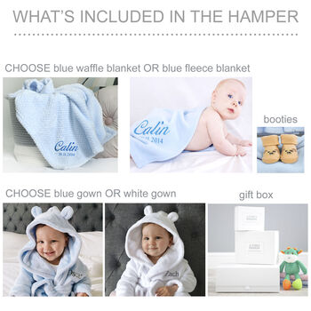 Personalised Dressing Gown And Blanket Baby Boy Hamper, 3 of 12