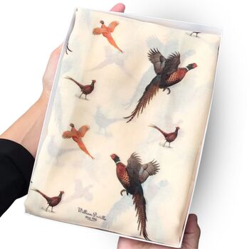 Pheasants Print Scarf In Personalised Gift Box, 2 of 8