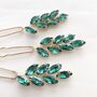 Emerald Green Crystal Hair Pins, thumbnail 2 of 5