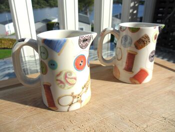 Set Of Two Mini Cream Jugs In Sewing Room Design, 7 of 12
