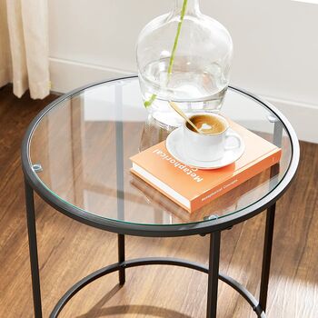 Black Round Side Table Small Coffee Table End Table, 4 of 8