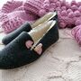 Graphite Felt Ballerina Slippers With Pink Details, thumbnail 7 of 7