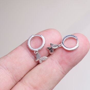 Butterfly Earrings, 925 Sterling Silver Cz Butterfly Earrings, 4 of 7