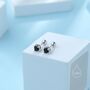 Tiny Black Cz Screw Back Earrings In Sterling Silver, thumbnail 8 of 11