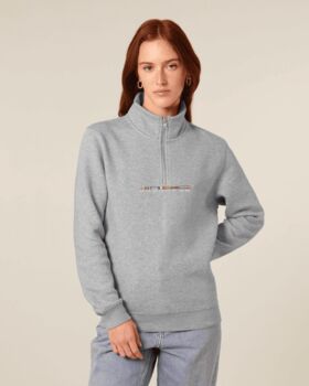 Custom Trip Organic Cotton Quarter Zip Unisex Sweatshirt, 3 of 8