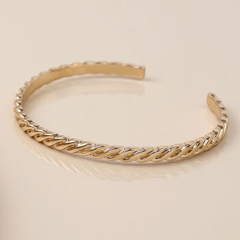 Gold Plated Twisted Braid Cuff Bangle Bracelet, 3 of 5