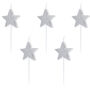 Silver Stars Birthday Candles X Five, thumbnail 1 of 3