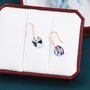 Sterling Silver Alexandrite Cz Heart Drop Dangle Earrings, thumbnail 6 of 12