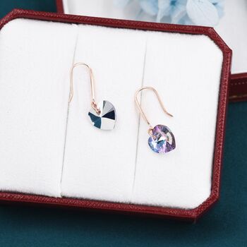 Sterling Silver Alexandrite Cz Heart Drop Dangle Earrings, 6 of 12