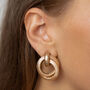 Matte Finish Multi Linked Interlock Hoop Earrings, thumbnail 2 of 6