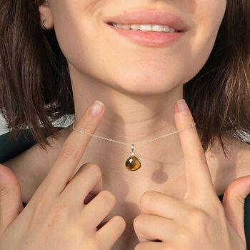 Sterling Silver Tiger's Eye Protection Crystal Necklace, 3 of 4