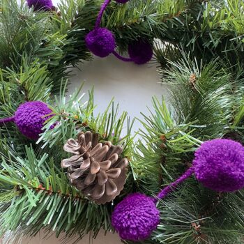 Purple Pompom Christmas Decorations, 4 of 5
