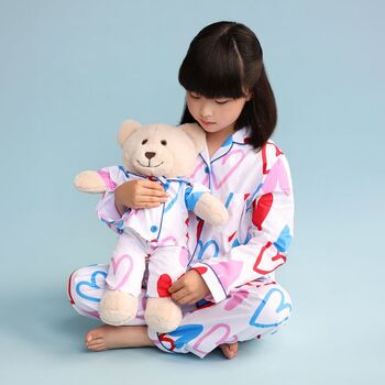 Camilla Girls Pyjama Set With Matching Teddy Bear, 3 of 6