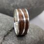 Silver Wave Ring With Dark Oak Inlay, thumbnail 9 of 10