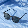 Matte Black Classic Round Keyhole Sunglasses, thumbnail 2 of 2