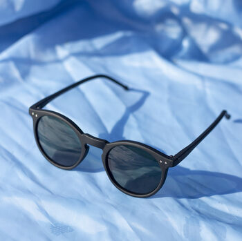 Matte Black Classic Round Keyhole Sunglasses, 2 of 2