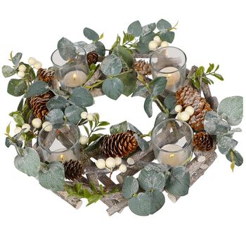 Evergreen Candle Holder Wreath Centerpiece, 2 of 6