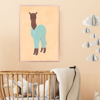 Custom Llama In Pajamas Children Nursery Art Print Gift, 2 of 5