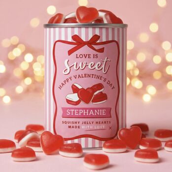 Personalised Jelly Hearts Retro Sweets Tin Valentine's Gift, 2 of 5