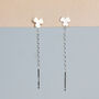 Sterling Silver Shamrock Threader Earrings, thumbnail 1 of 4