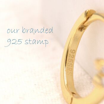 Clear Cz Flower Huggie Hoop Earrings, 2 of 12