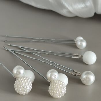 Set Of Five Pearl Bridal Hair Pins, 6 of 11