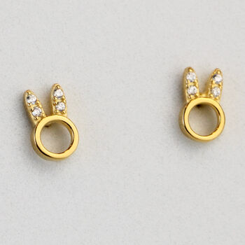 Sterling Silver Simple Bunny Ears Stud Earrings, 2 of 6