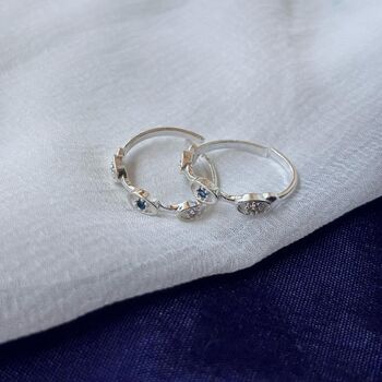 Blue Evil Eye Pure Silver Bichiya Slim Toe Ring, 3 of 3