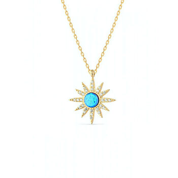 Blue Opal Sun Sterling Silver Necklace, 4 of 4