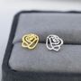 Cut Out Rose Flower Stud Earrings In Sterling Silver, thumbnail 1 of 12