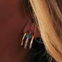 Maharani Pearl/Turquoise Triple Hoop Silver Earrings, thumbnail 2 of 10