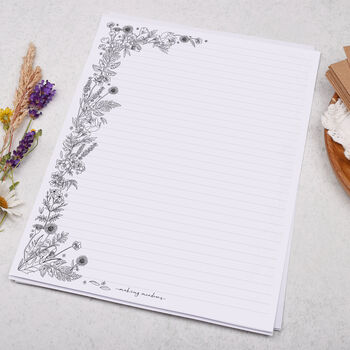 A4 Monochrome Flowers Letter Writing Paper, 3 of 4