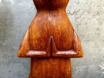 32cm Handcarved Lotus Yoga Cat Wooden Ornament Decor, 9 of 12
