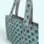 Teal Ditsy Floral Quilted Cotton Tote Bag, thumbnail 3 of 4