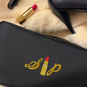 Personalised Lipstick Embroidered Monogrammed Bag, 7 of 8