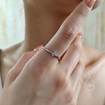 Hydrangea Sapphire Blue Cz Flower Ring Sterling Silver, 7 of 12