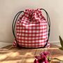 Gingham Cotton Drawstring Gift Pouch Bag, thumbnail 5 of 7