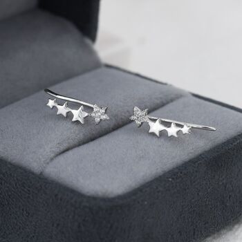 Sterling Silver Cz Star Crawler Earrings, 5 of 12