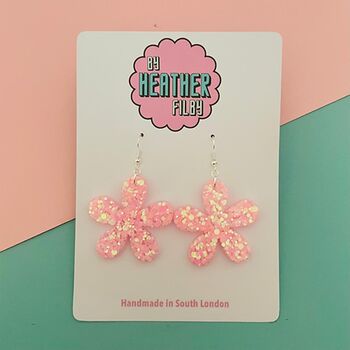 Flower Glitter Earrings *More Colours Available*, 2 of 2