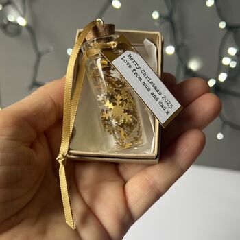 Tiny Gold Personalised Snowflakes Christmas Decoration, 7 of 12