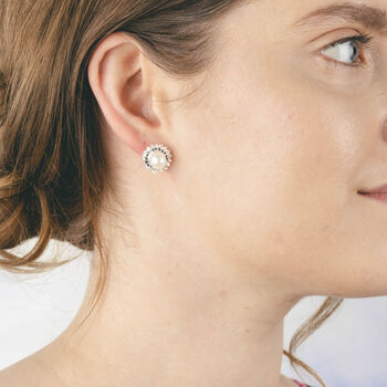 Sunflower Stud Earrings With Pearls, 2 of 10