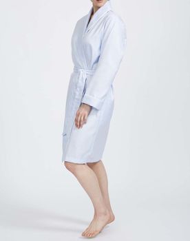 Women's Pearl Blue Herringbone Mid Length Robe, 4 of 5