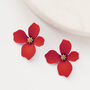 Red Hand Painted Flower Shaped Stud Earrings, thumbnail 1 of 3