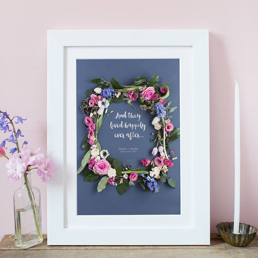 Personalised Floral Frame Wedding Print By Love Lila Art