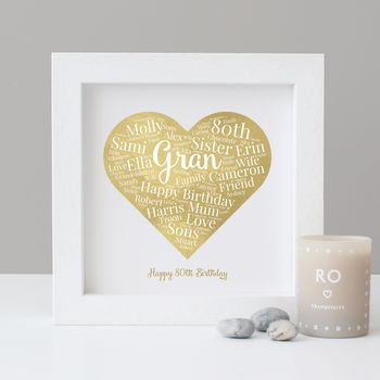 Personalised 80th Birthday Watercolour Word Art Gift, 12 of 12