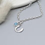 Horseshoe And Birthstone Sterling Silver Charm Bracelet, thumbnail 1 of 5