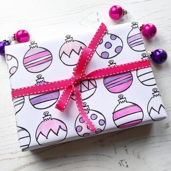 Christmas Bauble Gift Wrap Set To Colour In, 3 of 5