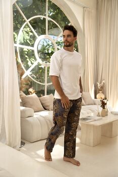 Men's Purple Batik Cotton Trousers, 8 of 8