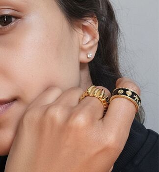 Kin Black And Gold Shell Ring, 2 of 6